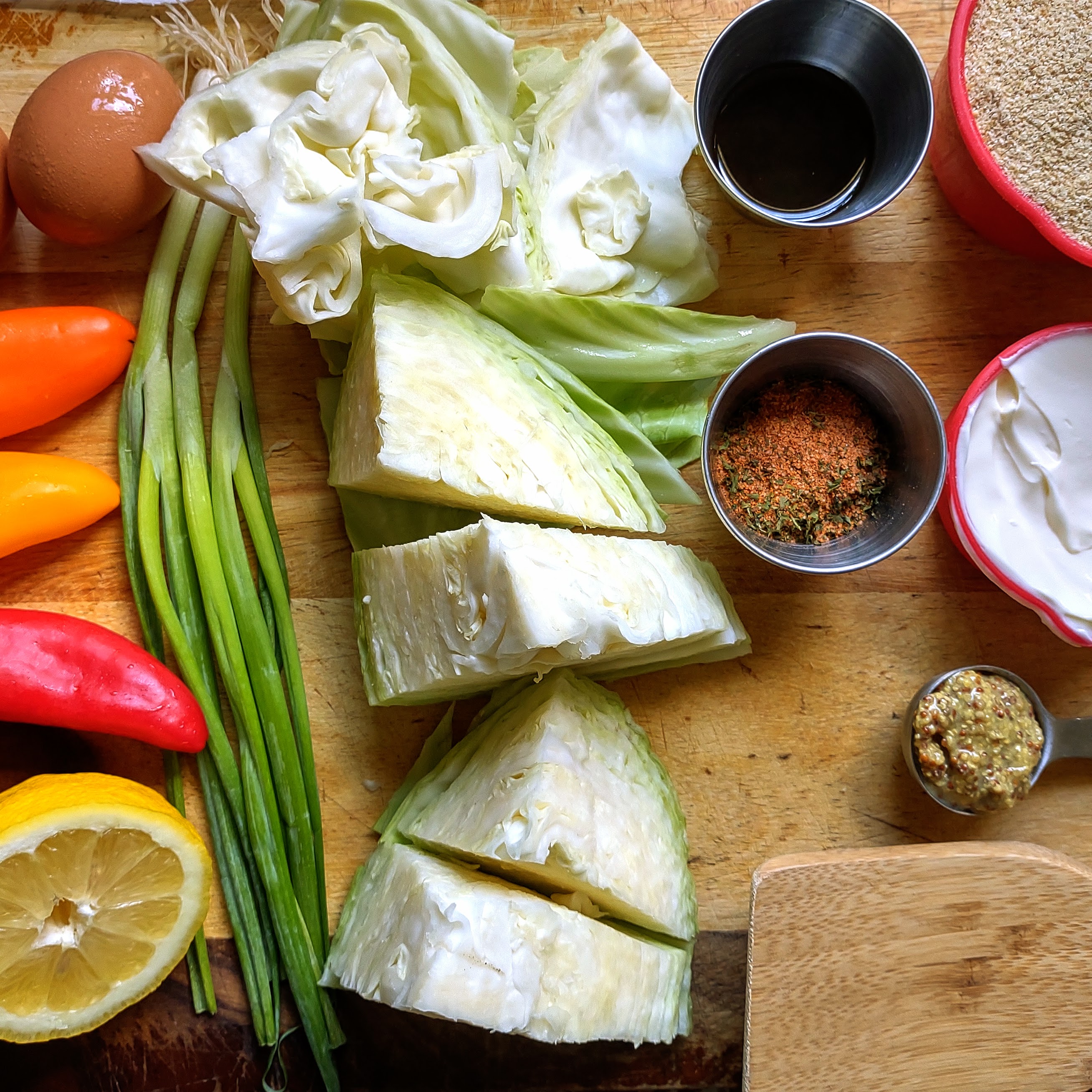 Ingredients for cab cakes laid out.